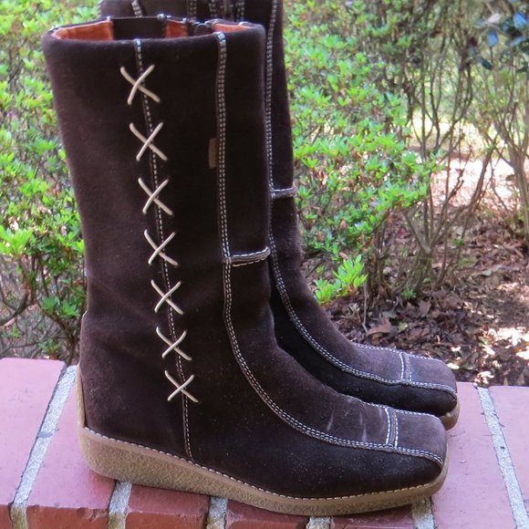 Vintage Gattino Leather Boots - Size 39 - Brown - Contrast Stitching - Suede - Picture 2 of 16